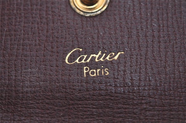 Authentic Cartier Must de Cartier Coin Purse Case Leather Bordeaux Red 4103I