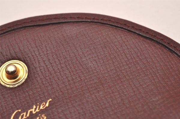 Authentic Cartier Must de Cartier Coin Purse Case Leather Bordeaux Red 4103I