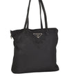 Authentic PRADA Vintage Nylon Tessuto Leather Shoulder Tote Bag Black 4104J