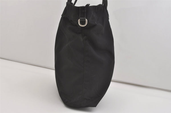 Authentic PRADA Vintage Nylon Tessuto Leather Shoulder Tote Bag Black 4104J