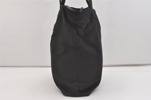 Authentic PRADA Vintage Nylon Tessuto Leather Shoulder Tote Bag Black 4104J
