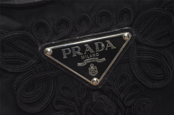 Authentic PRADA Vintage Nylon Tessuto Leather Shoulder Tote Bag Black 4104J