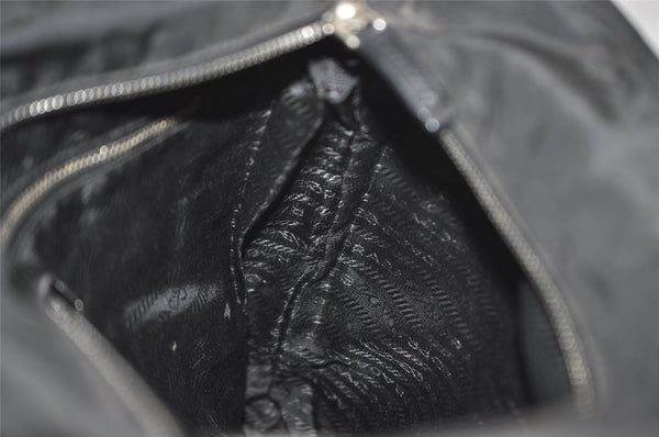 Authentic PRADA Vintage Nylon Tessuto Leather Shoulder Tote Bag Black 4104J