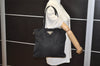 Authentic PRADA Vintage Nylon Tessuto Leather Shoulder Tote Bag Black 4104J