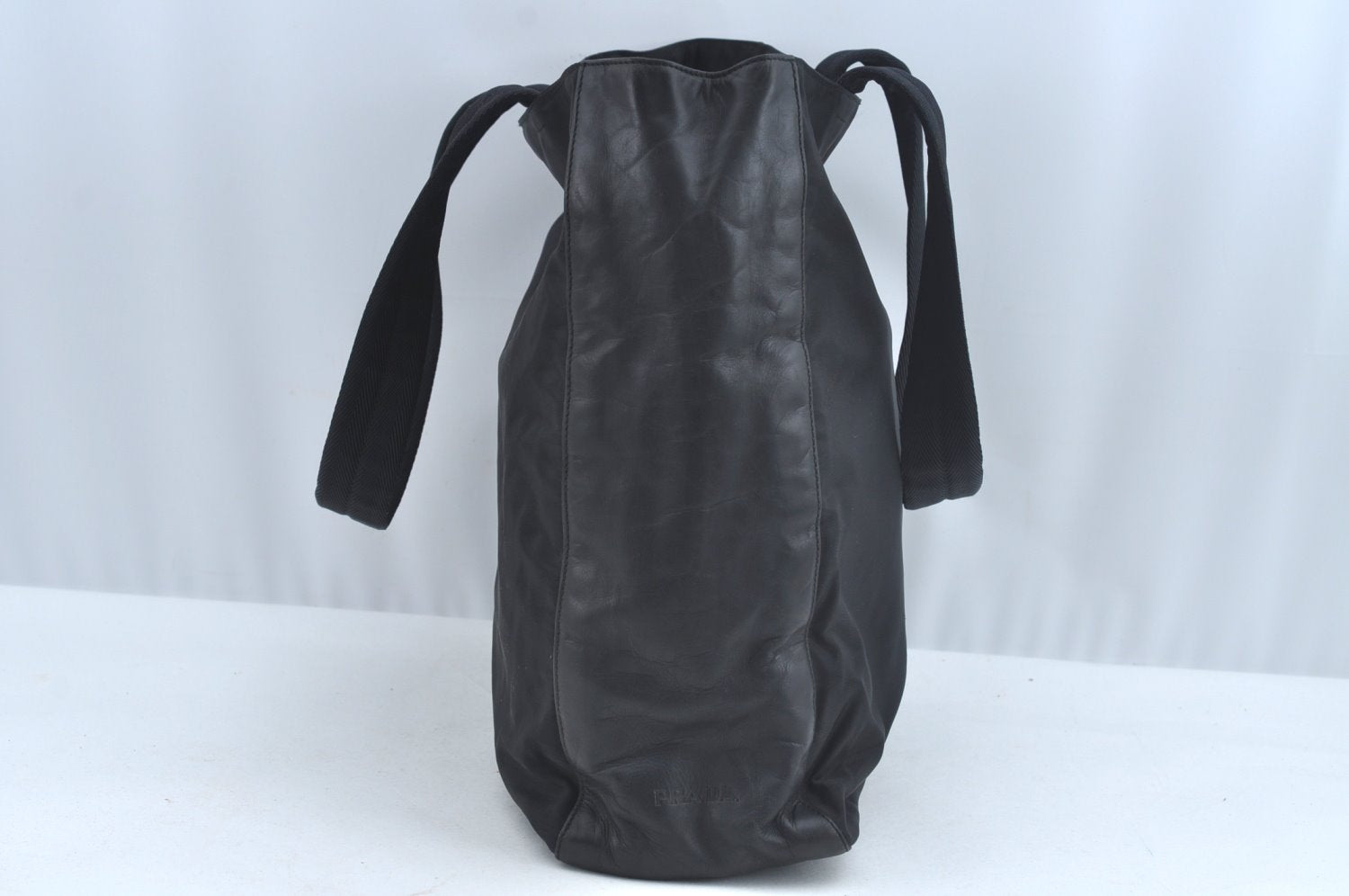 Authentic PRADA Vintage Nylon Tessuto Leather Shoulder Hand Bag Black 4105J