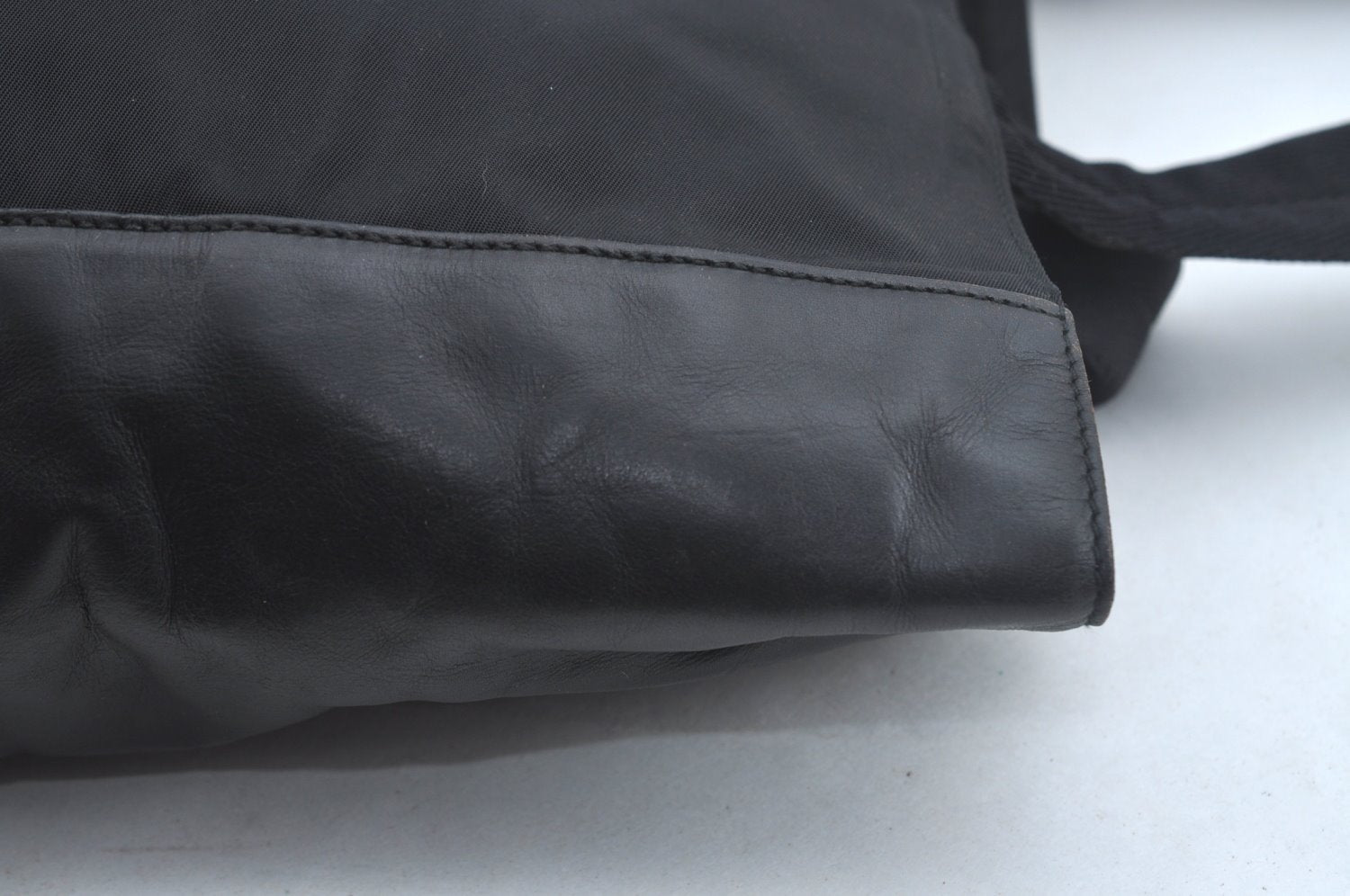 Authentic PRADA Vintage Nylon Tessuto Leather Shoulder Hand Bag Black 4105J