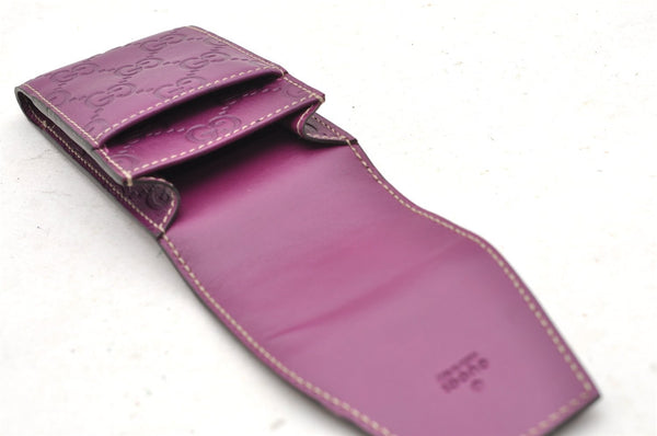 Authentic GUCCI Guccissima Cigarette Case Purse GG Leather 181716 Purple 4106I