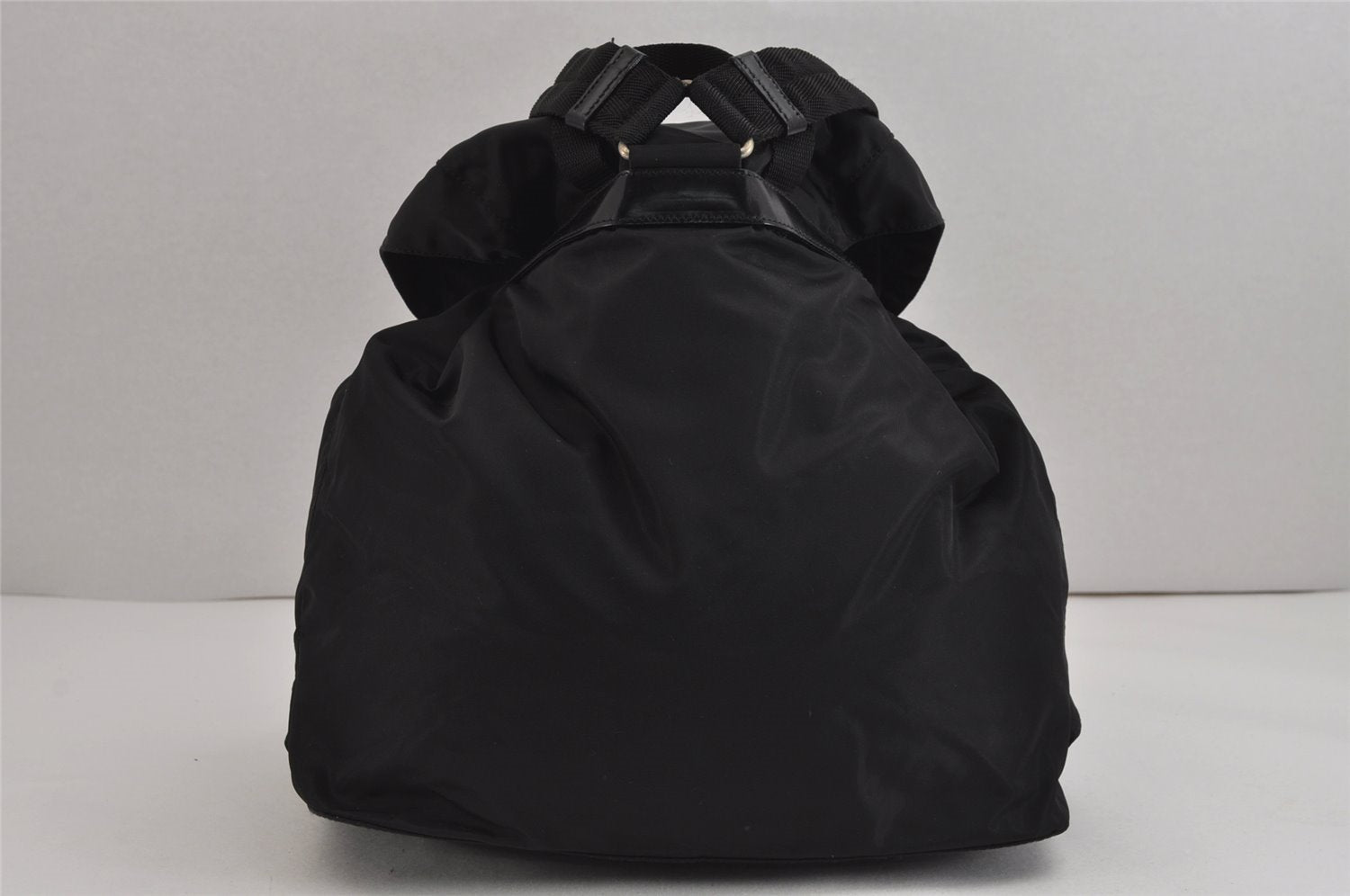 Authentic PRADA Vintage Nylon Tessuto Leather Backpack Black 4106J