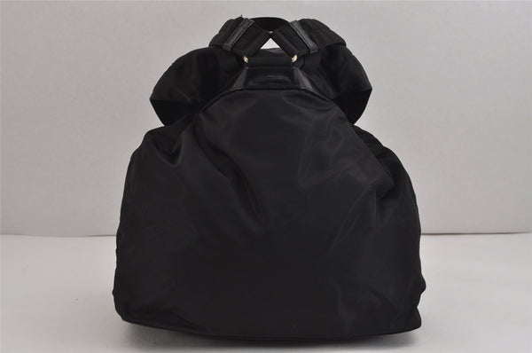 Authentic PRADA Vintage Nylon Tessuto Leather Backpack Black 4106J