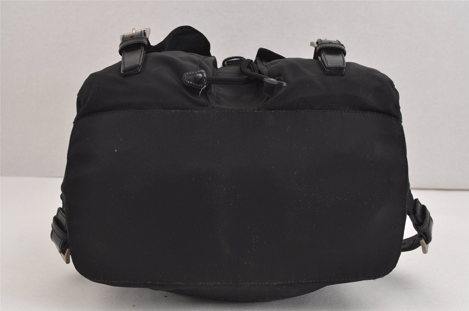 Authentic PRADA Vintage Nylon Tessuto Leather Backpack Black 4106J