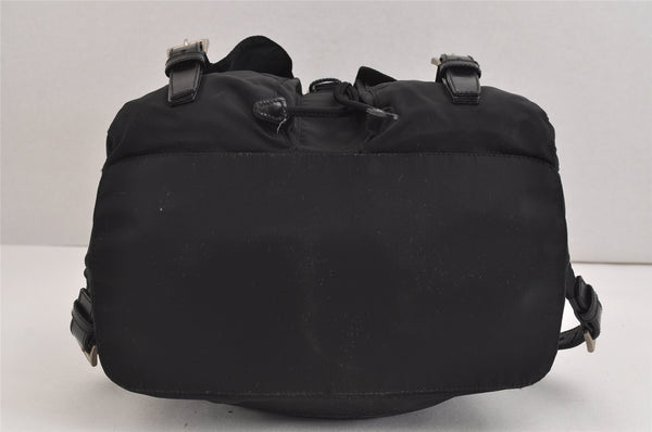 Authentic PRADA Vintage Nylon Tessuto Leather Backpack Black 4106J