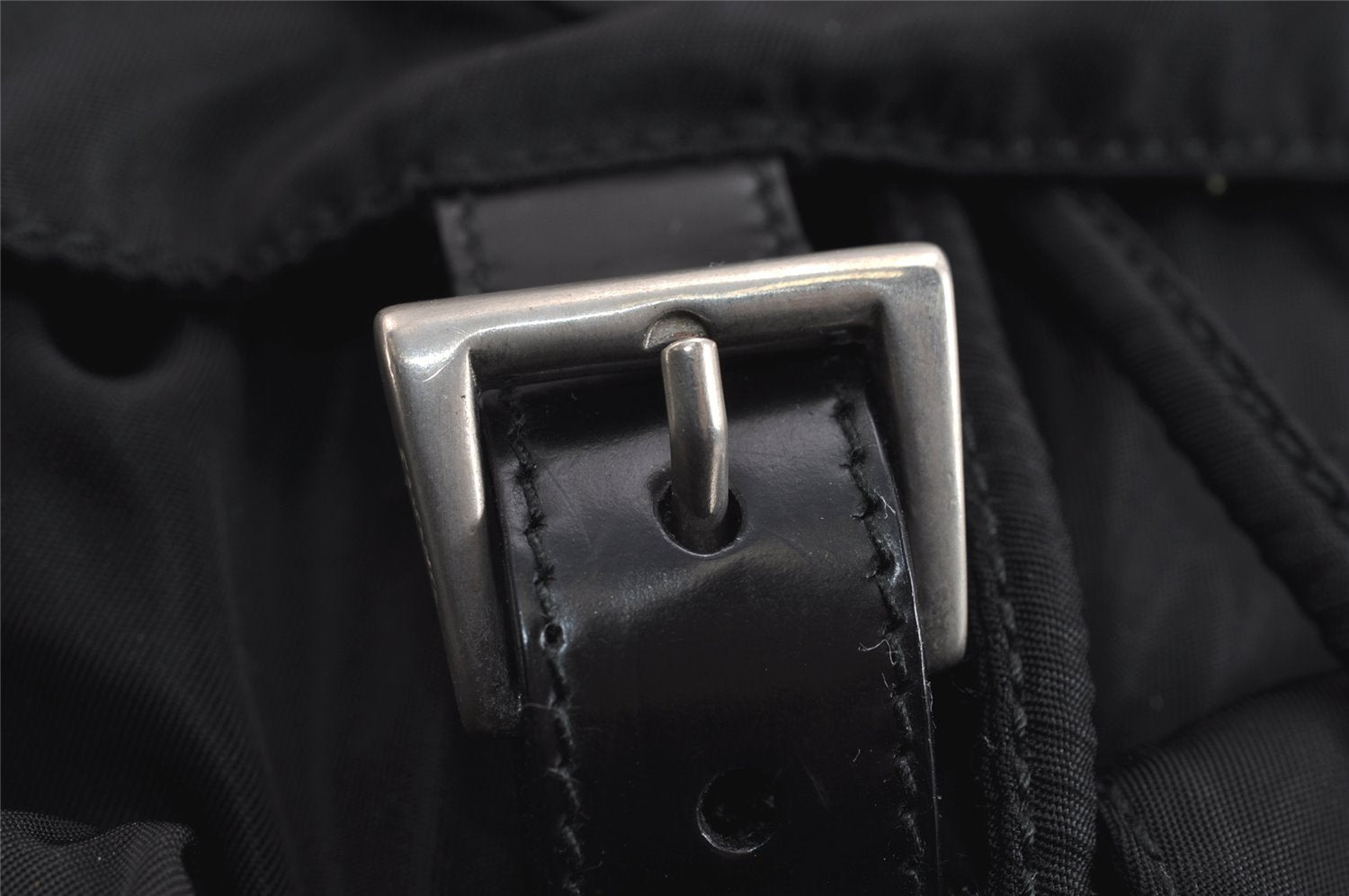 Authentic PRADA Vintage Nylon Tessuto Leather Backpack Black 4106J