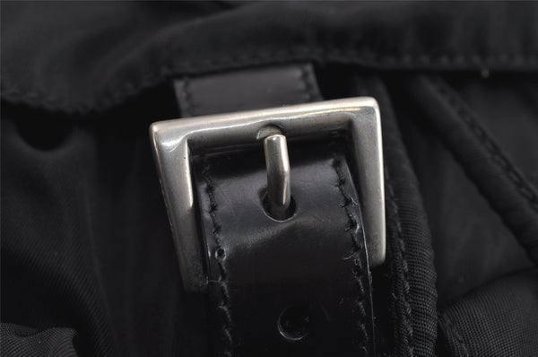 Authentic PRADA Vintage Nylon Tessuto Leather Backpack Black 4106J