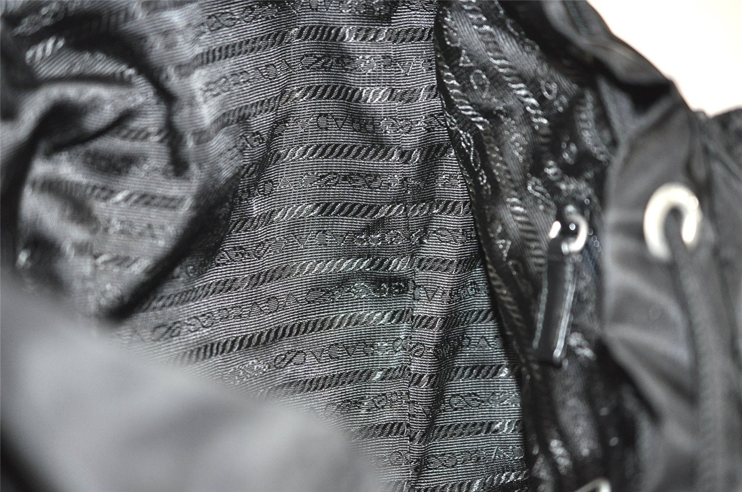 Authentic PRADA Vintage Nylon Tessuto Leather Backpack Black 4106J