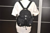 Authentic PRADA Vintage Nylon Tessuto Leather Backpack Black 4106J
