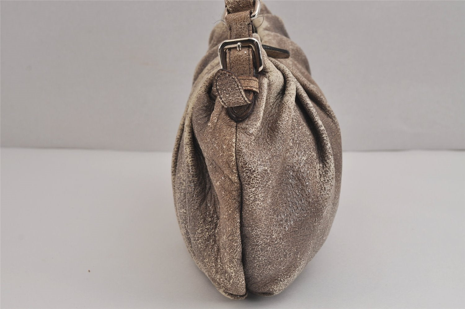 Authentic PRADA Vintage Leather Nappa Chain Shoulder Hand Bag Purse Brown 4107J