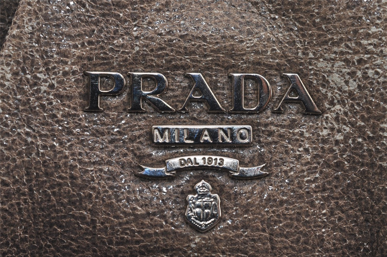Authentic PRADA Vintage Leather Nappa Chain Shoulder Hand Bag Purse Brown 4107J