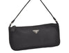 Authentic PRADA Vintage Nylon Tessuto Hand Bag Pouch Purse Black 4108J