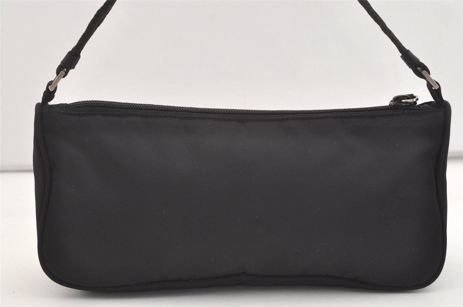 Authentic PRADA Vintage Nylon Tessuto Hand Bag Pouch Purse Black 4108J