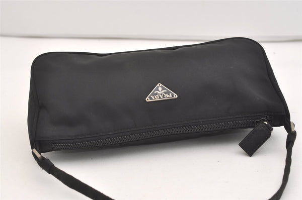 Authentic PRADA Vintage Nylon Tessuto Hand Bag Pouch Purse Black 4108J