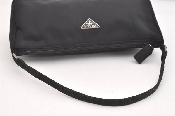 Authentic PRADA Vintage Nylon Tessuto Hand Bag Pouch Purse Black 4108J