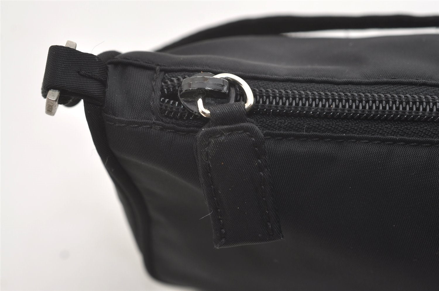Authentic PRADA Vintage Nylon Tessuto Hand Bag Pouch Purse Black 4108J