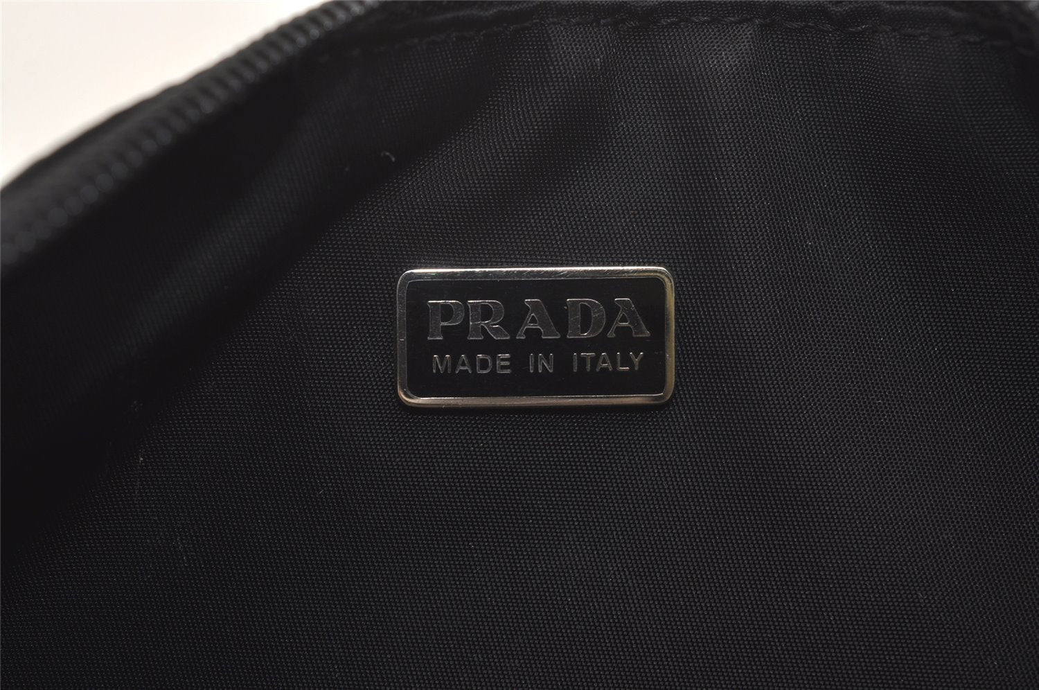 Authentic PRADA Vintage Nylon Tessuto Hand Bag Pouch Purse Black 4108J