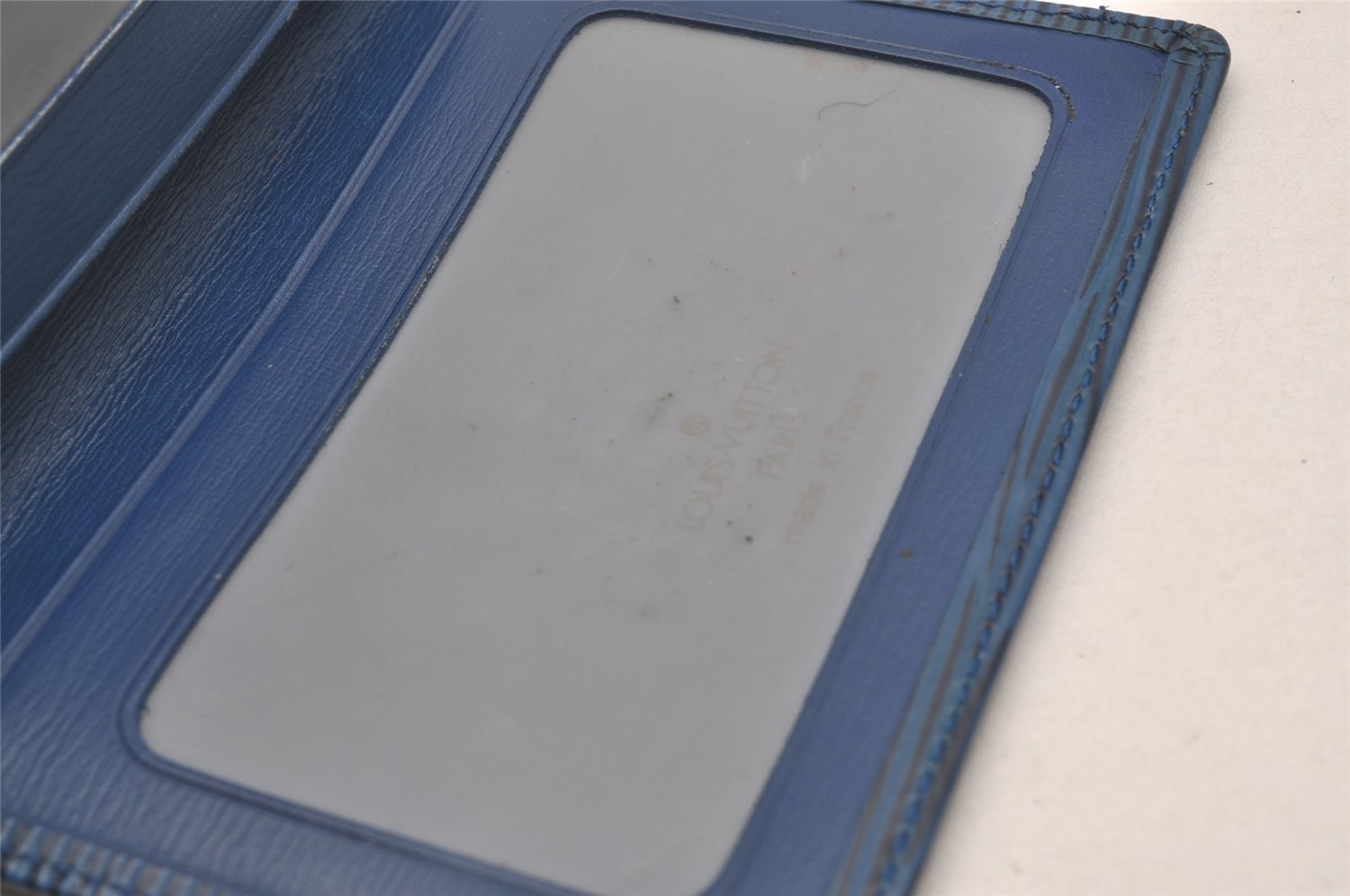 Auth Louis Vuitton Epi Porte 2 Cartes Vertical Card Pass Case M63205 Blue 4109I