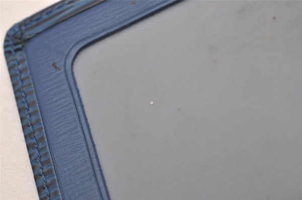 Auth Louis Vuitton Epi Porte 2 Cartes Vertical Card Pass Case M63205 Blue 4109I