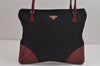 Authentic PRADA Vintage Nylon Tessuto Leather Shoulder Tote Bag Black 4109J