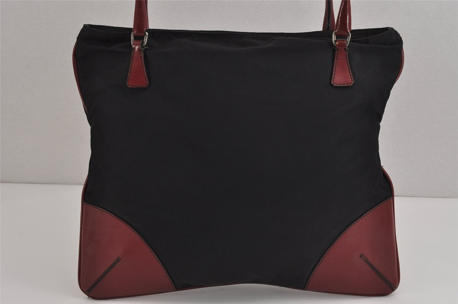 Authentic PRADA Vintage Nylon Tessuto Leather Shoulder Tote Bag Black 4109J