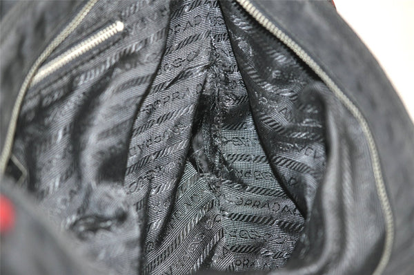 Authentic PRADA Vintage Nylon Tessuto Leather Shoulder Tote Bag Black 4109J