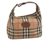 Authentic Burberrys Nova Check Canvas Leather Hand Bag Purse Beige 4109K