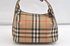 Authentic Burberrys Nova Check Canvas Leather Hand Bag Purse Beige 4109K