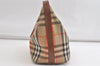 Authentic Burberrys Nova Check Canvas Leather Hand Bag Purse Beige 4109K