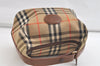 Authentic Burberrys Nova Check Canvas Leather Hand Bag Purse Beige 4109K