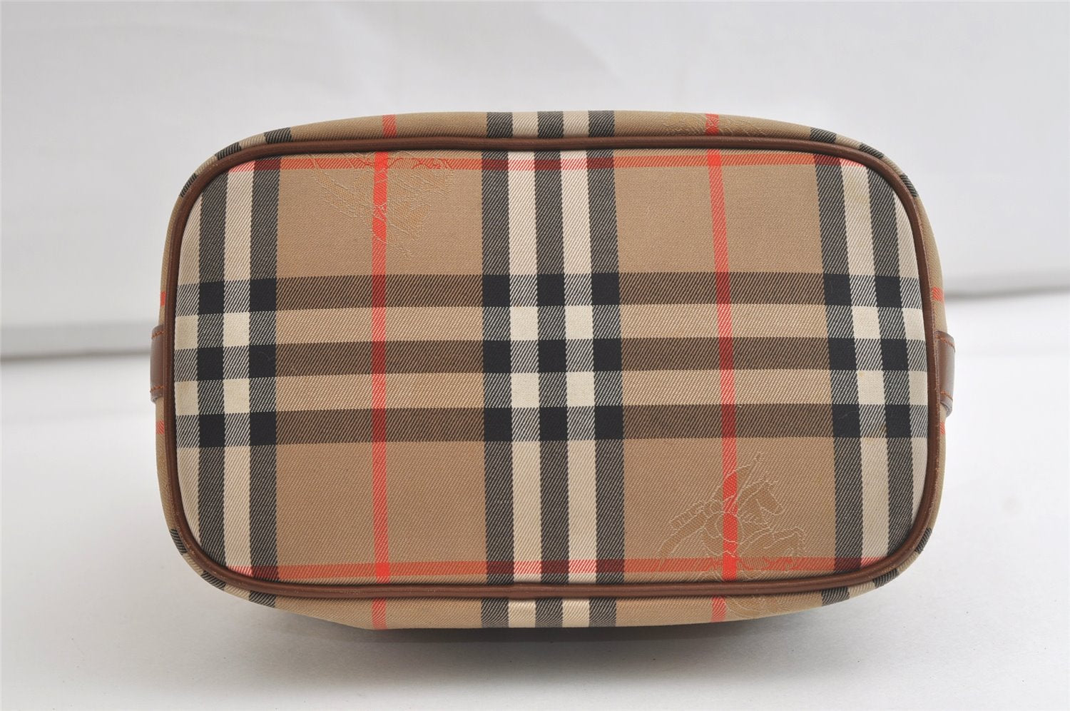 Authentic Burberrys Nova Check Canvas Leather Hand Bag Purse Beige 4109K