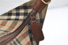 Authentic Burberrys Nova Check Canvas Leather Hand Bag Purse Beige 4109K