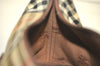 Authentic Burberrys Nova Check Canvas Leather Hand Bag Purse Beige 4109K