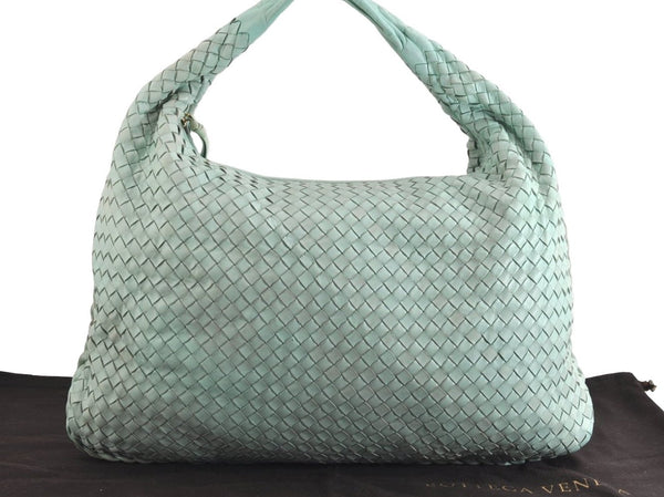 Authentic BOTTEGA VENETA Intrecciato Leather Shoulder Hand Bag Light Blue 4109M