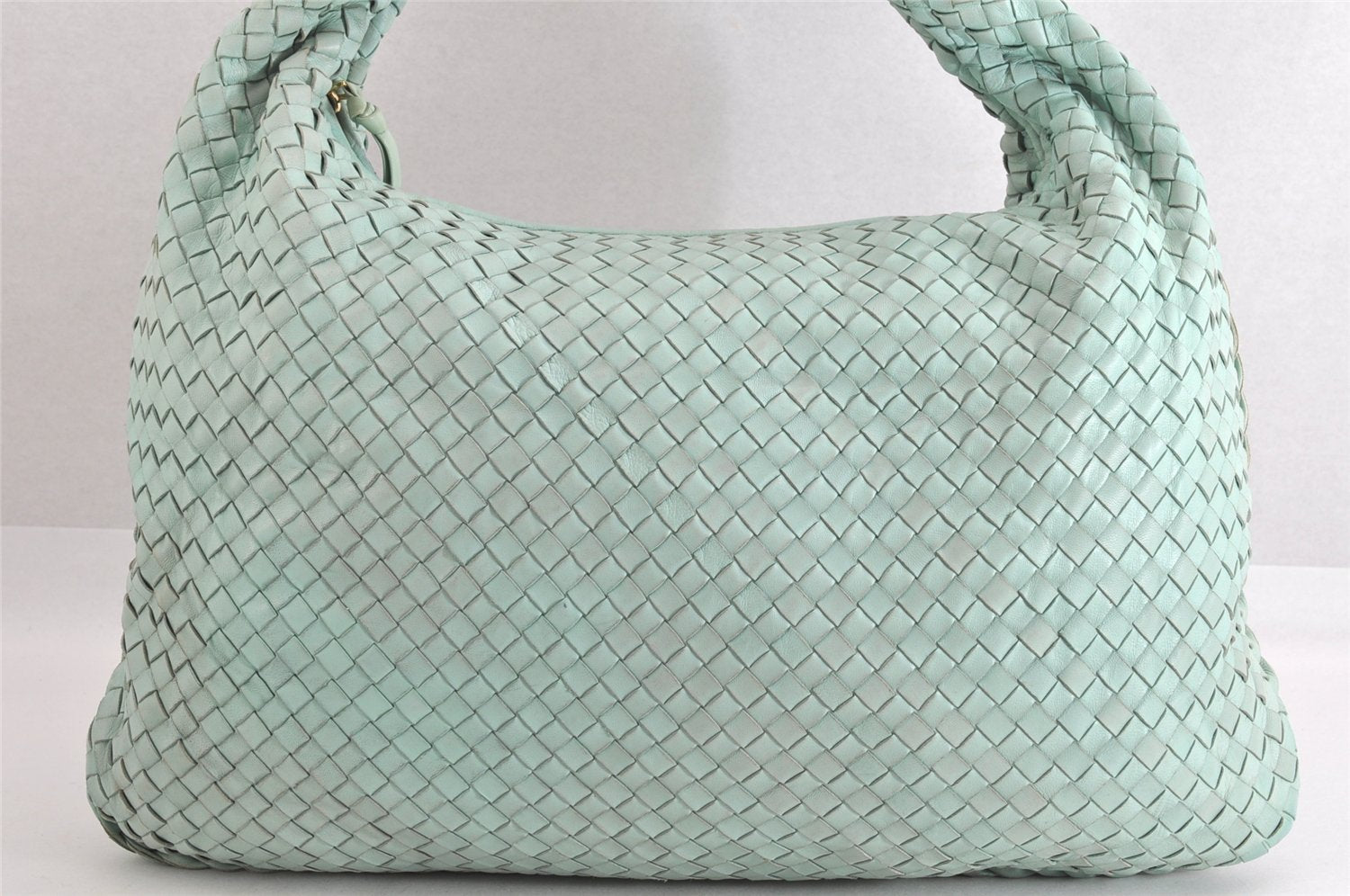 Authentic BOTTEGA VENETA Intrecciato Leather Shoulder Hand Bag Light Blue 4109M