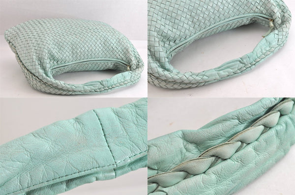 Authentic BOTTEGA VENETA Intrecciato Leather Shoulder Hand Bag Light Blue 4109M