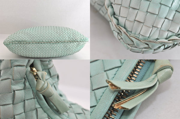 Authentic BOTTEGA VENETA Intrecciato Leather Shoulder Hand Bag Light Blue 4109M