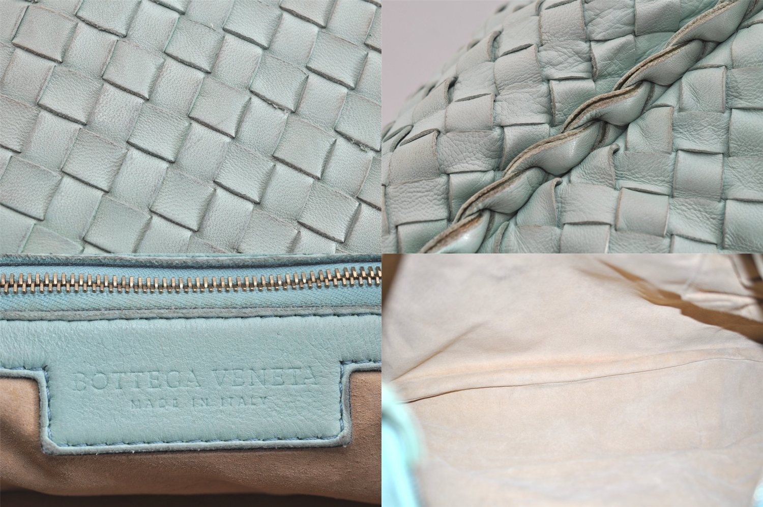 Authentic BOTTEGA VENETA Intrecciato Leather Shoulder Hand Bag Light Blue 4109M