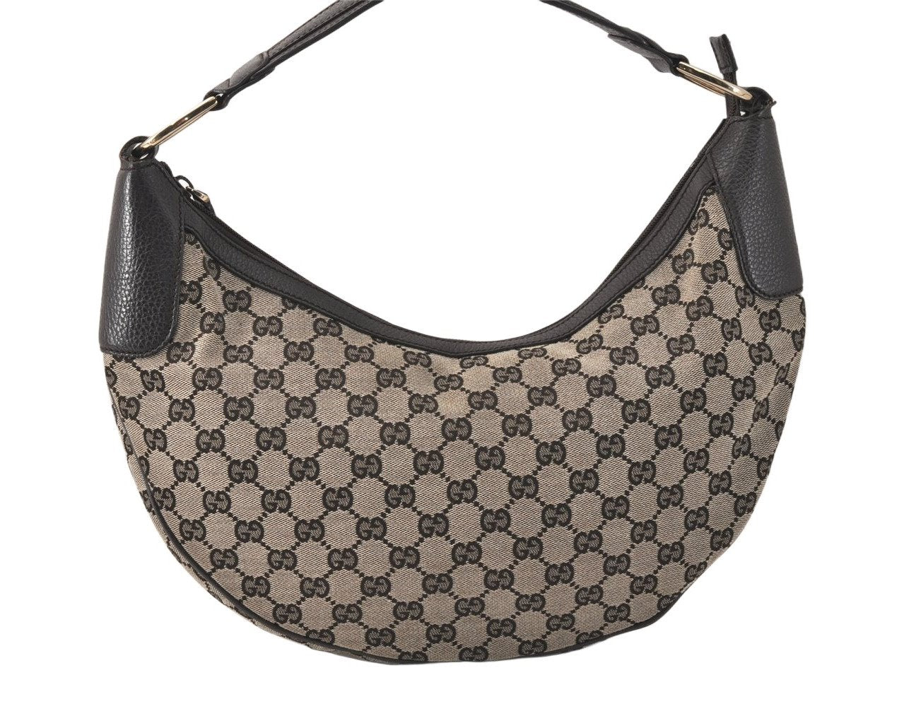 Authentic GUCCI Vintage Shoulder Hand Bag GG Canvas Leather 257297 Black 4112K