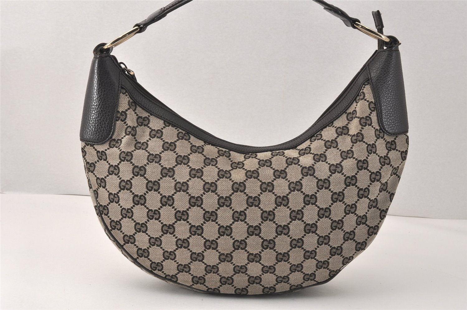 Authentic GUCCI Vintage Shoulder Hand Bag GG Canvas Leather 257297 Black 4112K