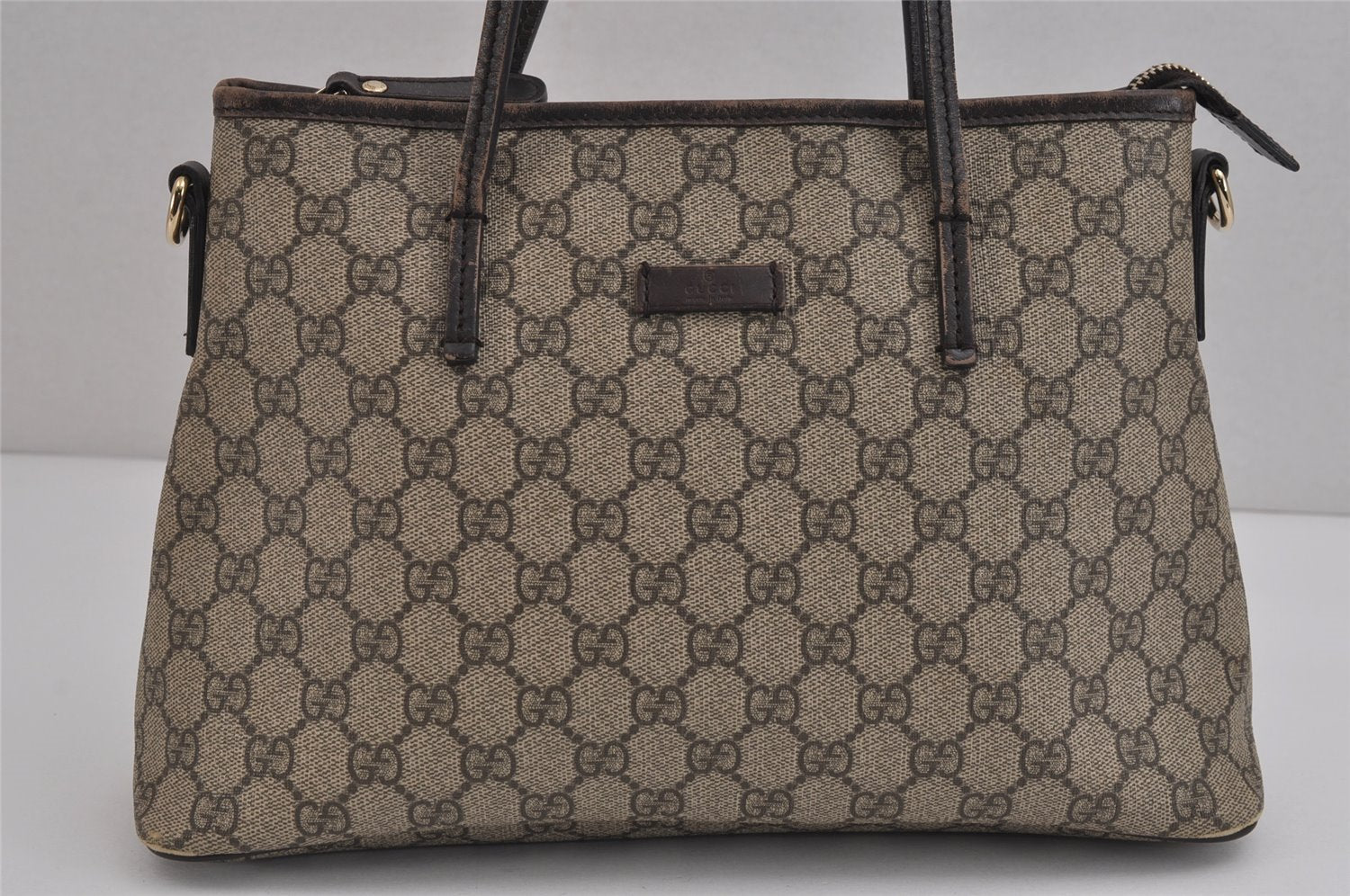 Authentic GUCCI Vintage 2Way Shoulder Tote Bag GG PVC Leather 353440 Brown 4113J