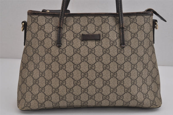 Authentic GUCCI Vintage 2Way Shoulder Tote Bag GG PVC Leather 353440 Brown 4113J
