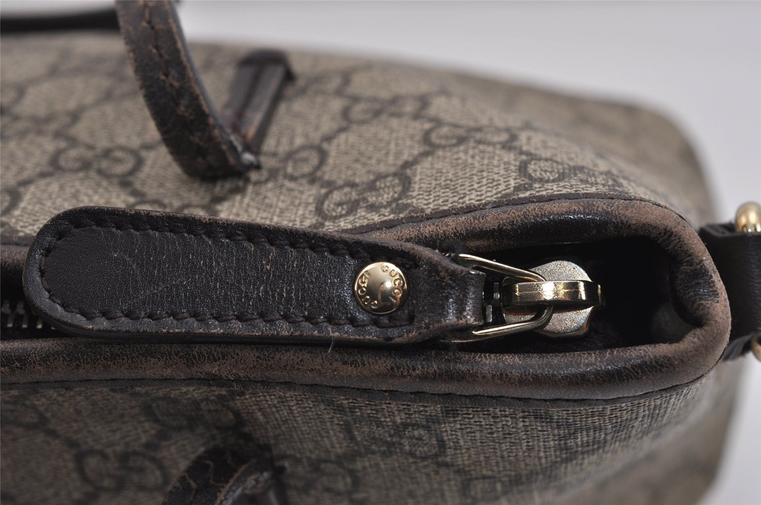 Authentic GUCCI Vintage 2Way Shoulder Tote Bag GG PVC Leather 353440 Brown 4113J