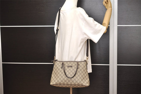 Authentic GUCCI Vintage 2Way Shoulder Tote Bag GG PVC Leather 353440 Brown 4113J